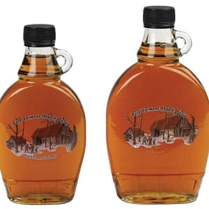 Vermont maple syrup in glass bottle with handle - D&D Sugarwoods Farm - Glover, Vermont