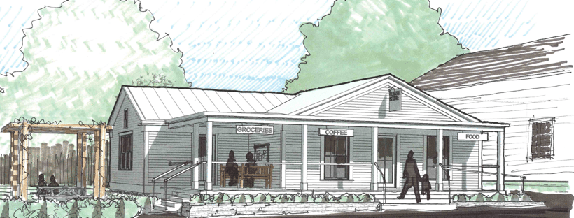 Architect's rendering of revived Albany General Store - Albany, VT