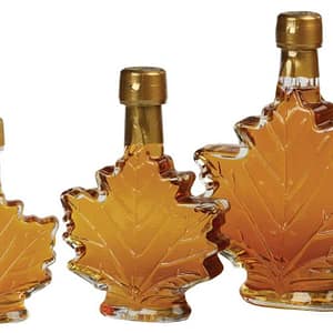 Vermont Maple syrup maple leaf glass bottle - D&D Sugarwoods Farm - Glover, Vermont